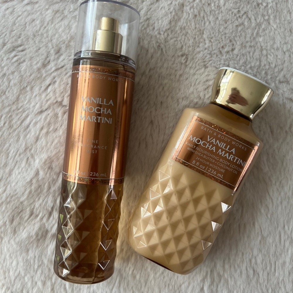 Discontinued Bath & Body Works Vanilla Mocha Martini Set Body Spray & Lotion